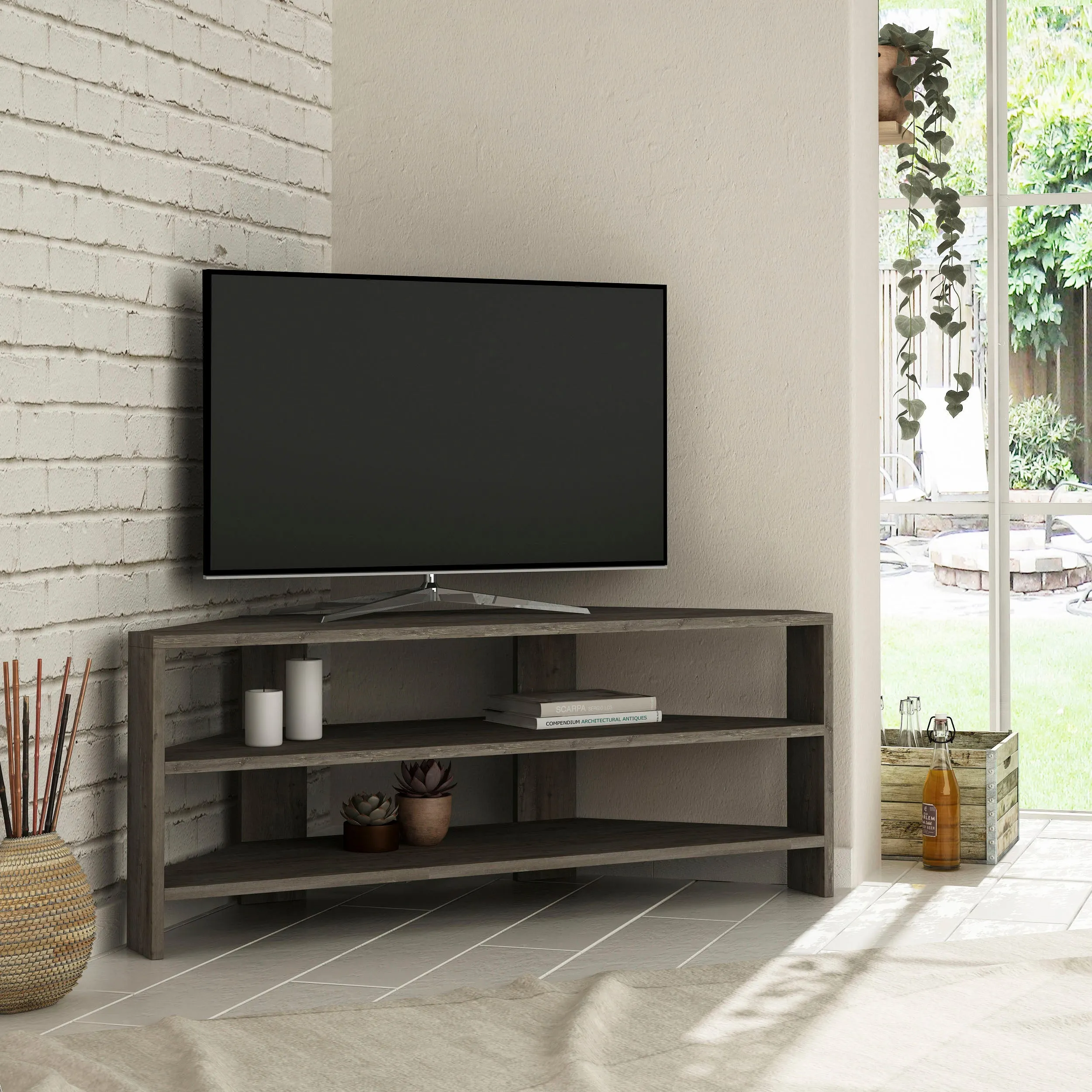 Thales Corner Modern TV Stand Multimedia Centre Corner 110cm