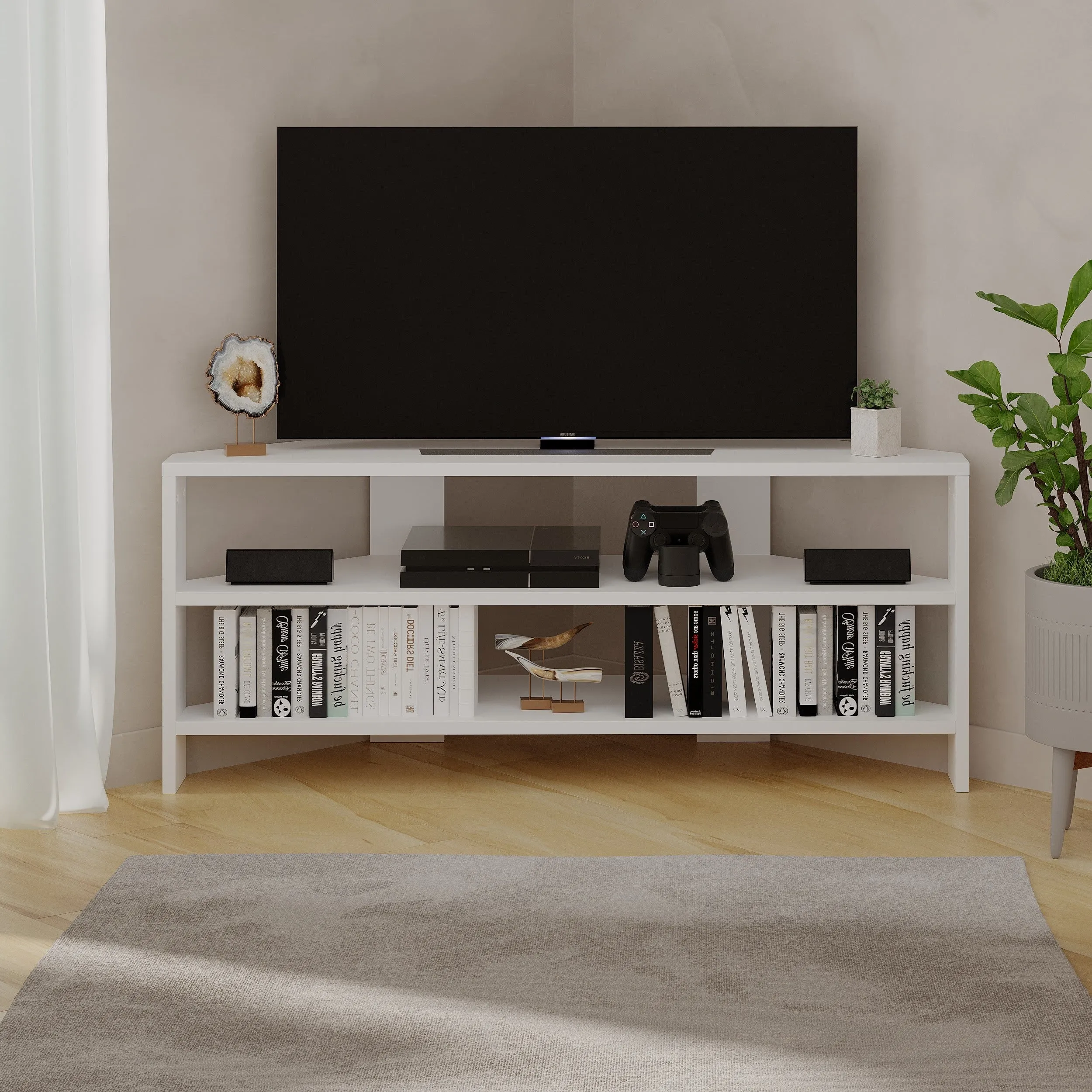 Thales Corner Modern TV Stand Multimedia Centre Corner 110cm