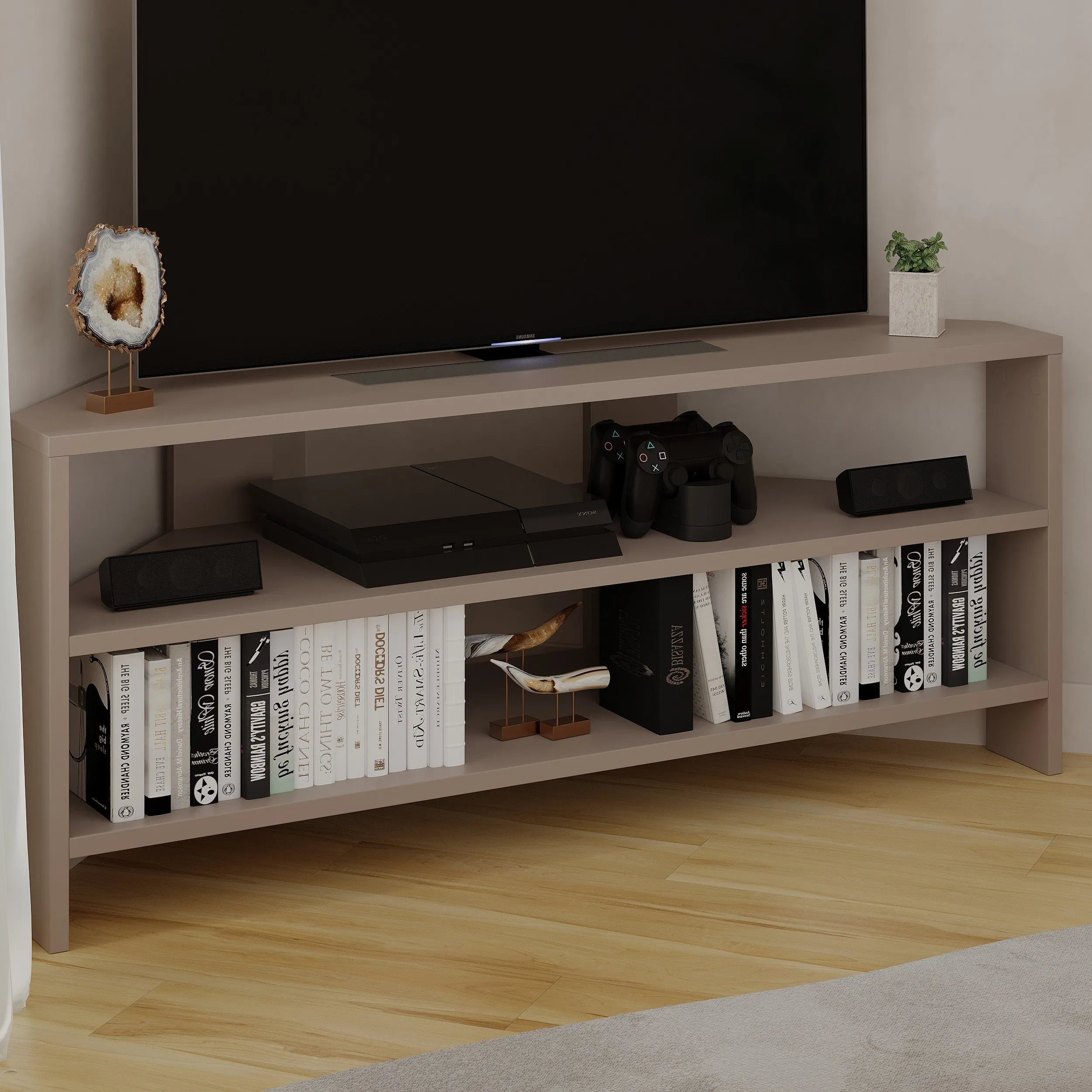 Thales Corner Modern TV Stand Multimedia Centre Corner 110cm