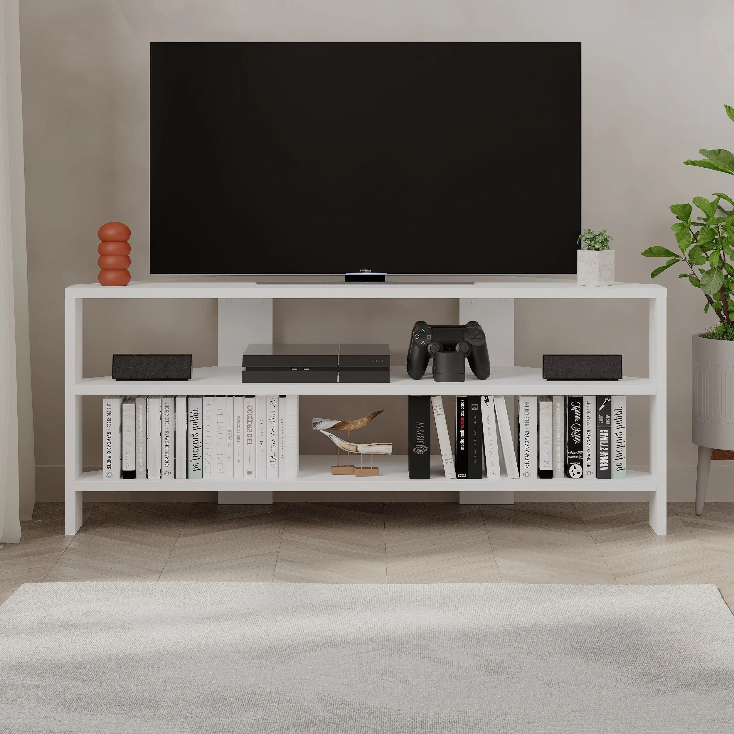 Thales Corner Modern TV Stand Multimedia Centre Corner 110cm