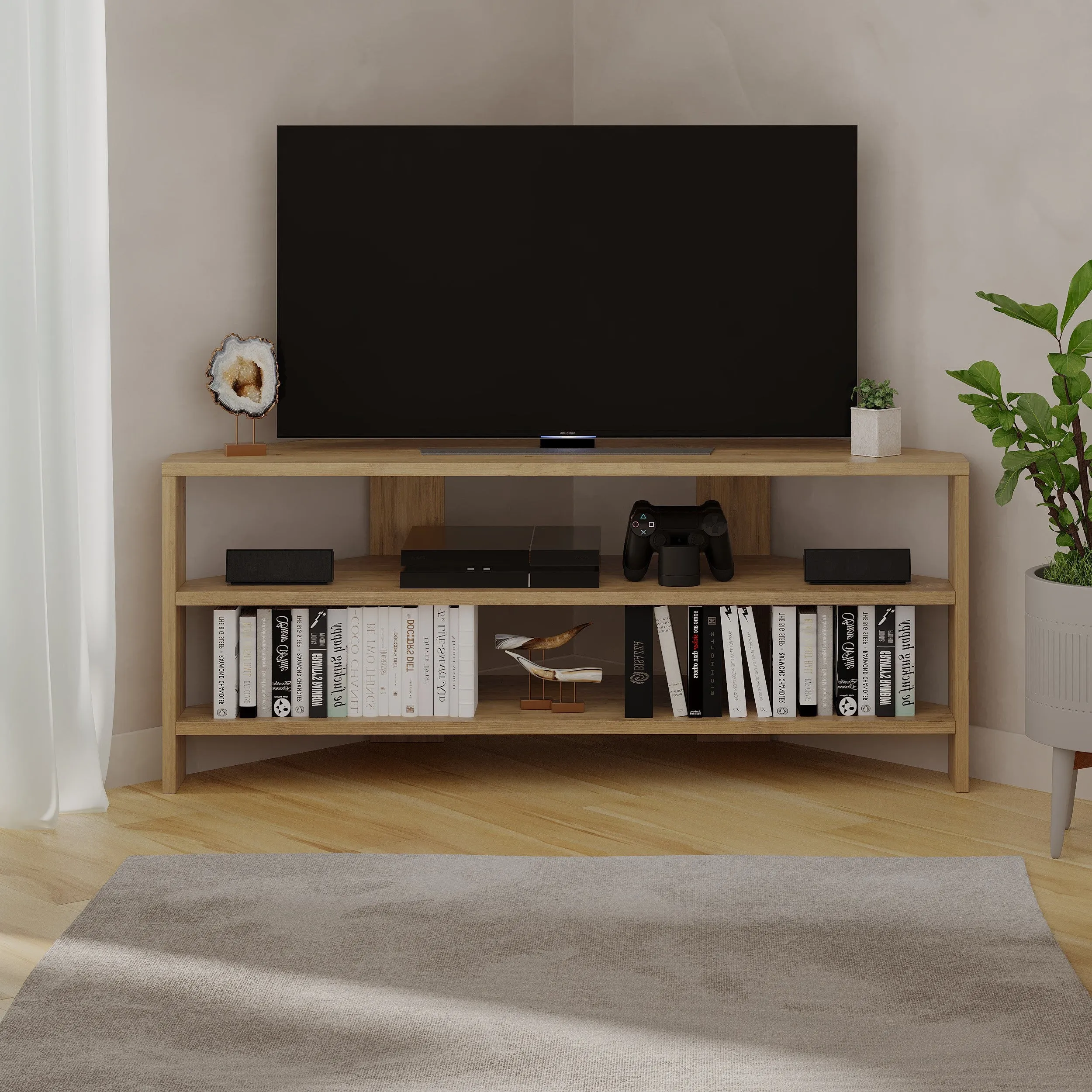 Thales Corner Modern TV Stand Multimedia Centre Corner 110cm