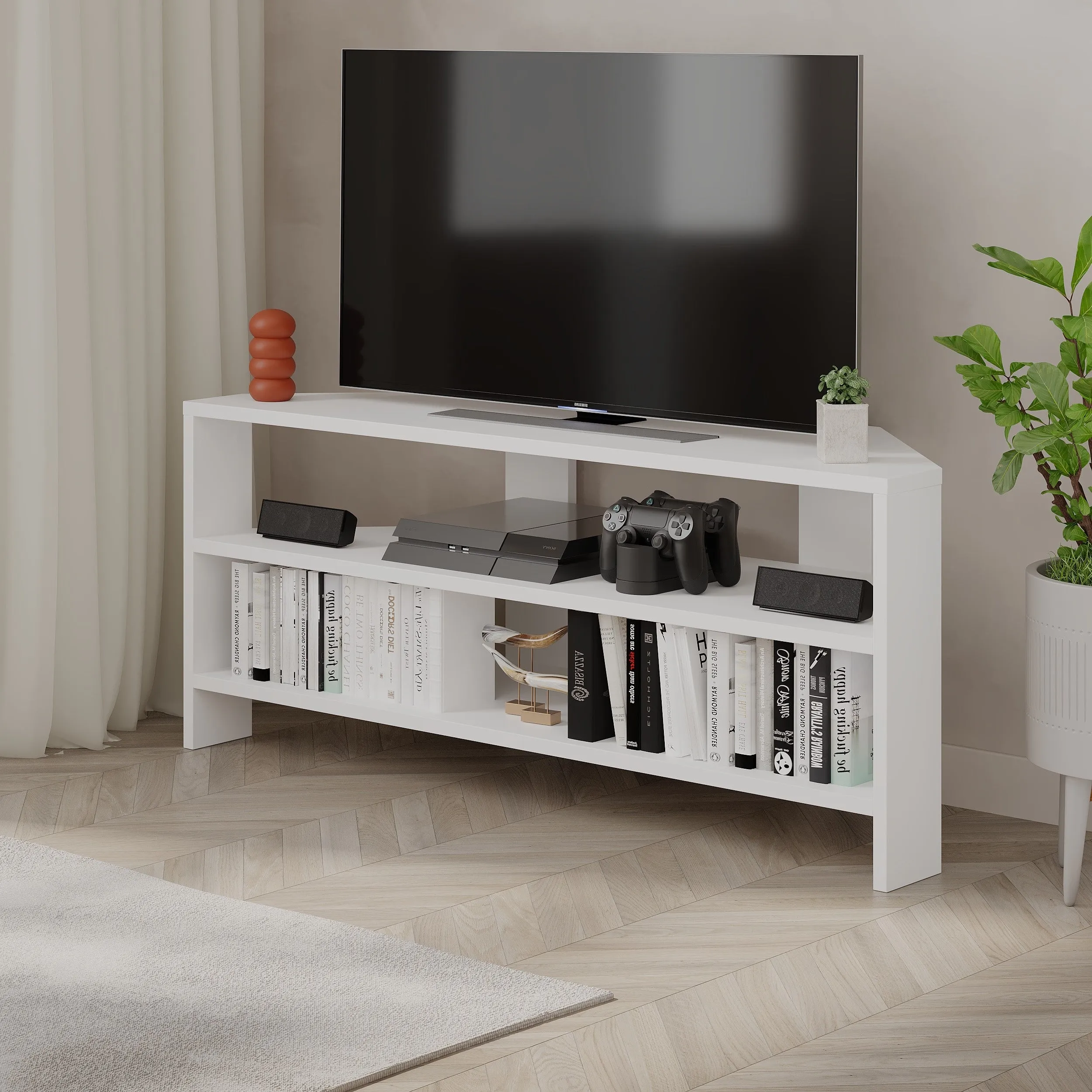 Thales Corner Modern TV Stand Multimedia Centre Corner 110cm