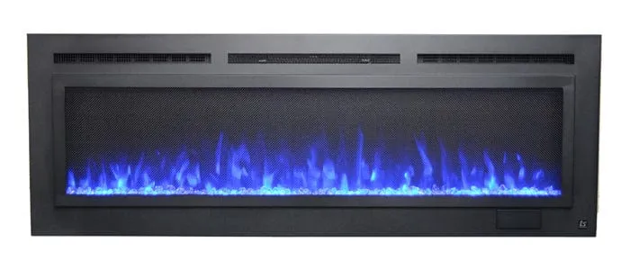 The Sideline Steel Mesh Screen Non Reflective 60 Inch Recessed Electric Fireplace 80047