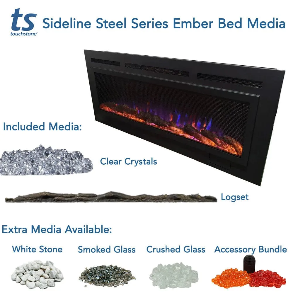 The Sideline Steel Mesh Screen Non Reflective 60 Inch Recessed Electric Fireplace 80047