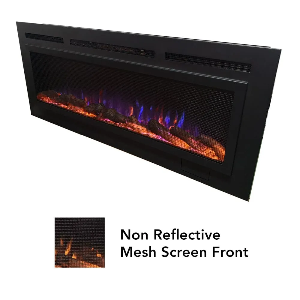 The Sideline Steel Mesh Screen Non Reflective 60 Inch Recessed Electric Fireplace 80047