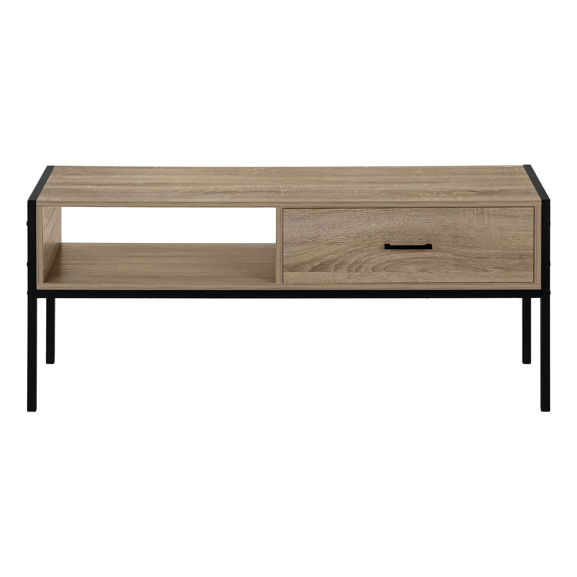 Tv Stand, 48 Inch, Console, Media Entertainment Center, Storage Drawer, Living Room, Bedroom, Brown Laminate, Black Metal, Contemporary, Modern