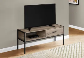 Tv Stand, 48 Inch, Console, Media Entertainment Center, Storage Drawer, Living Room, Bedroom, Brown Laminate, Black Metal, Contemporary, Modern