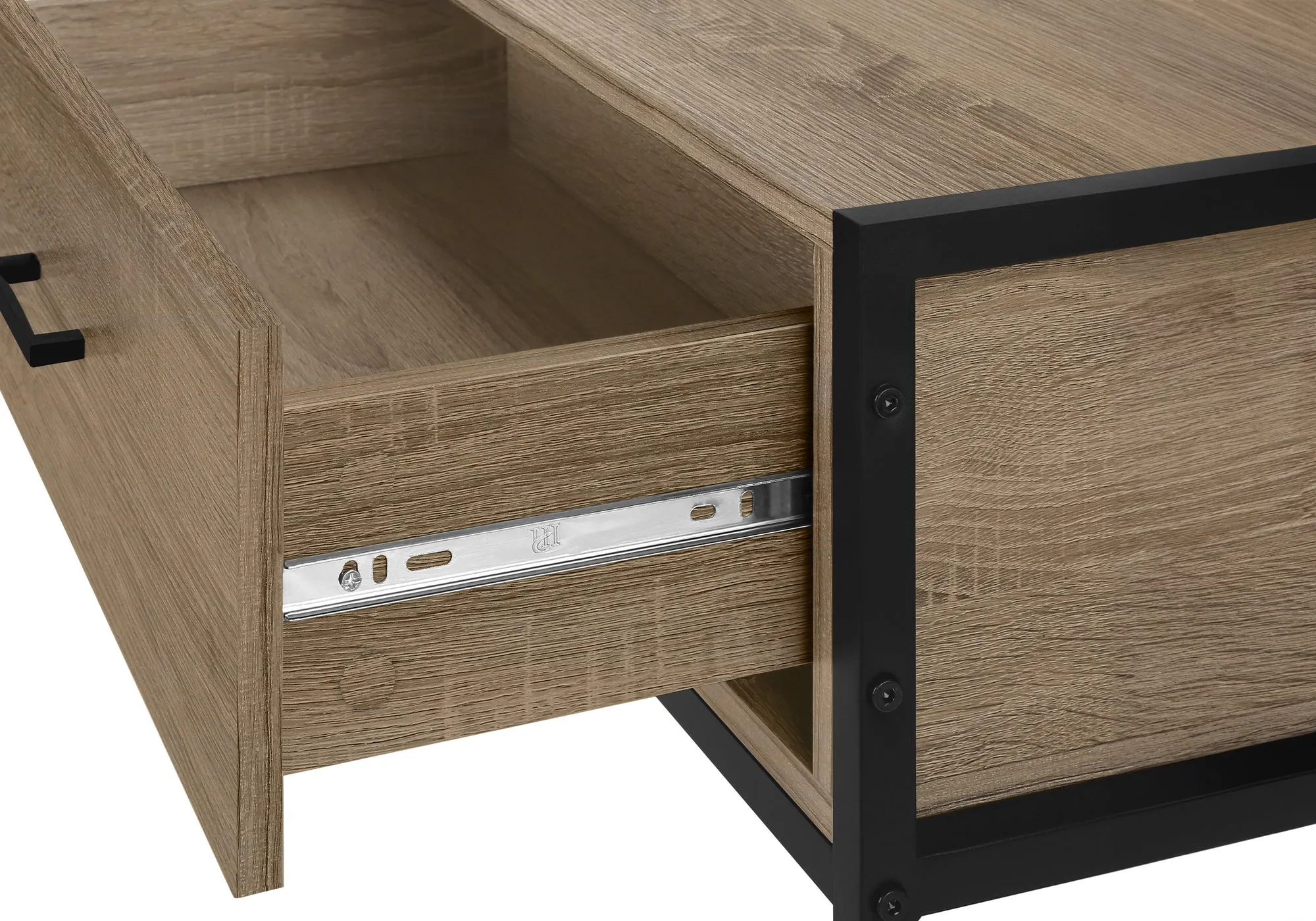 Tv Stand, 48 Inch, Console, Media Entertainment Center, Storage Drawer, Living Room, Bedroom, Brown Laminate, Black Metal, Contemporary, Modern