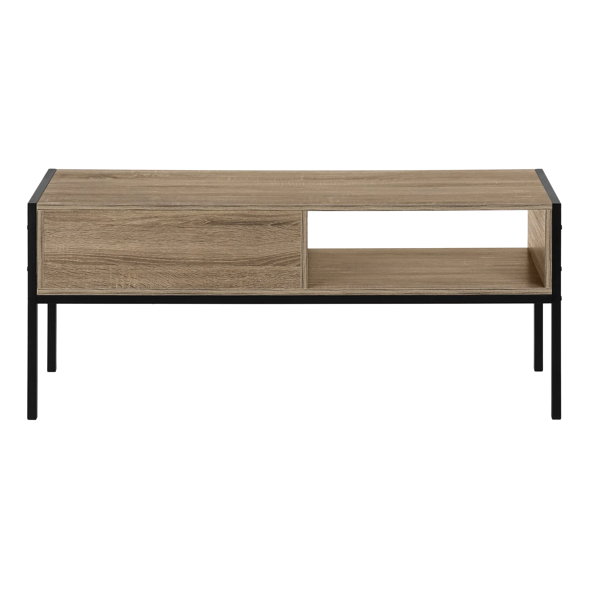 Tv Stand, 48 Inch, Console, Media Entertainment Center, Storage Drawer, Living Room, Bedroom, Brown Laminate, Black Metal, Contemporary, Modern
