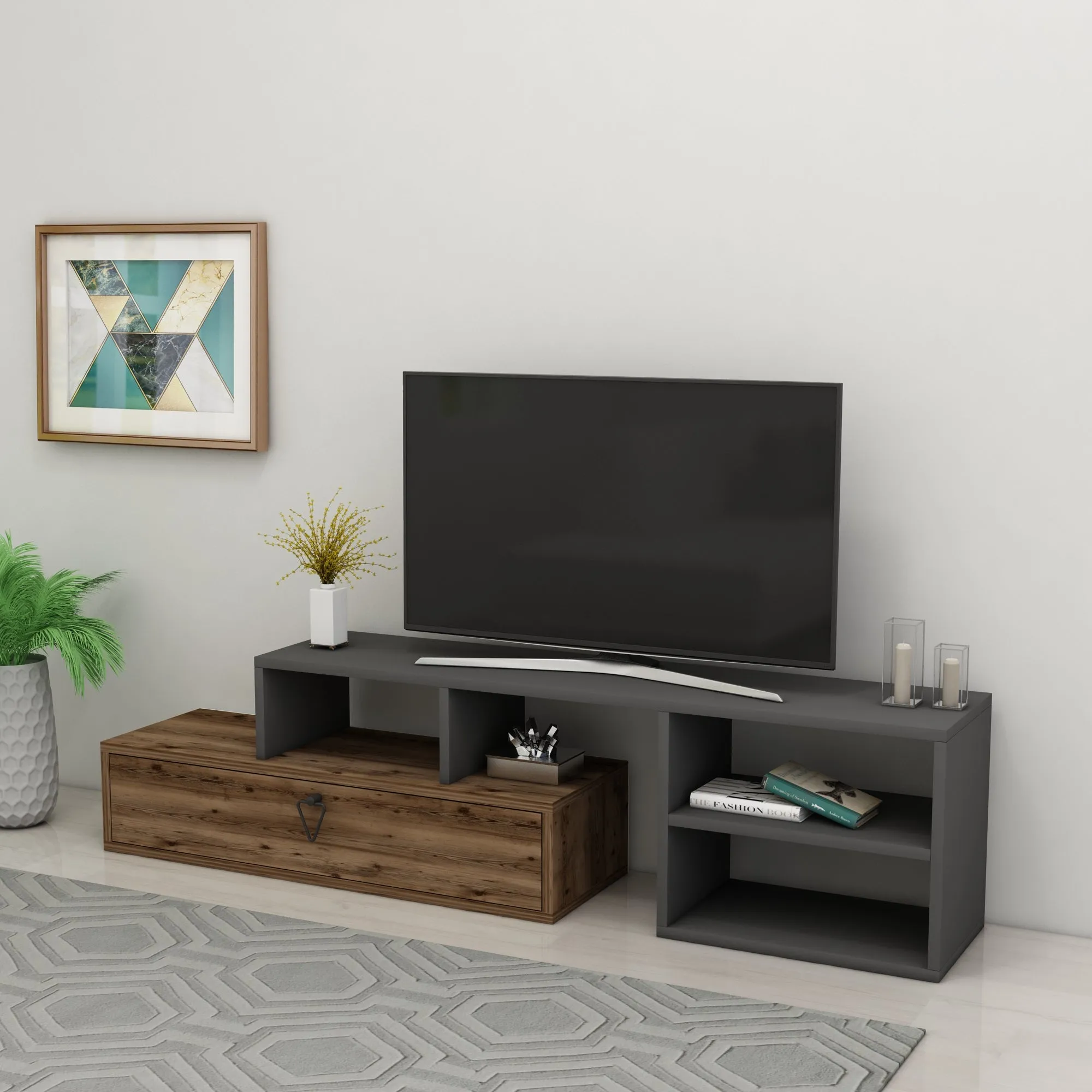 TV Stand with Shelves Adjustable TV Stand Mercury