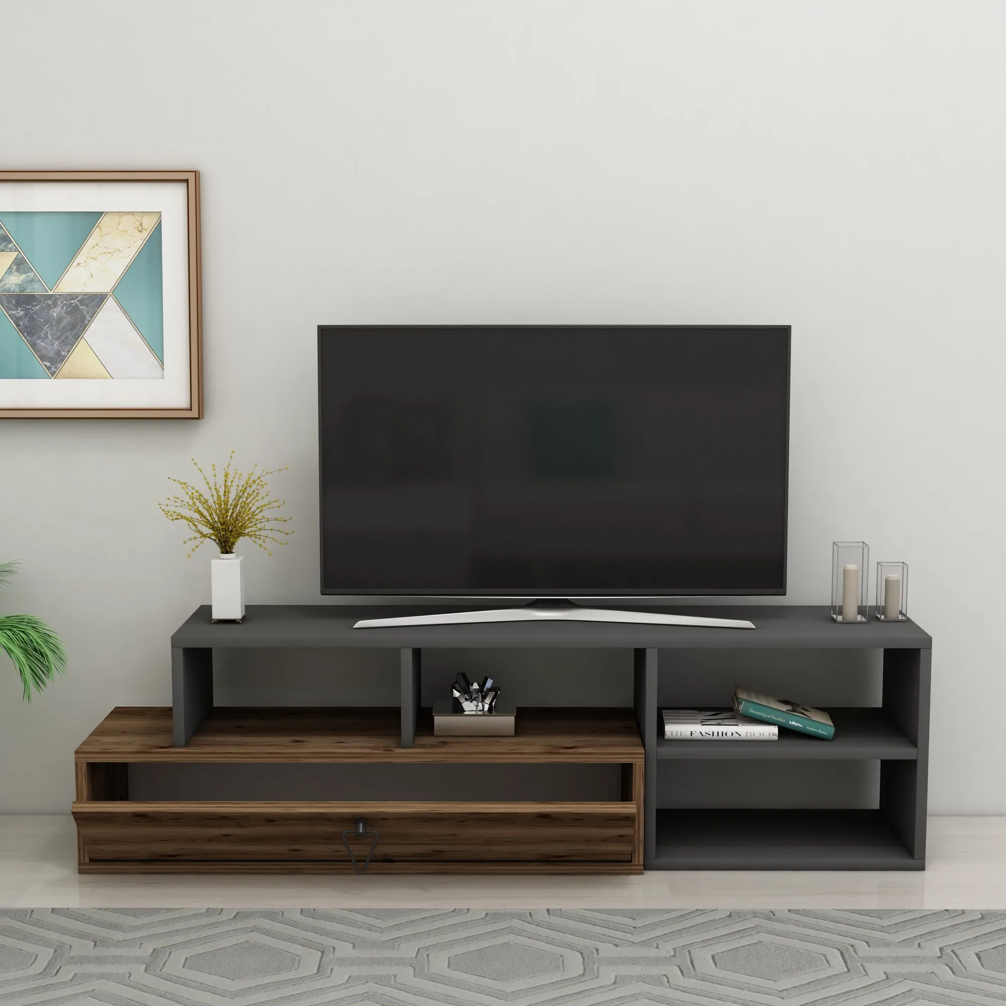 TV Stand with Shelves Adjustable TV Stand Mercury