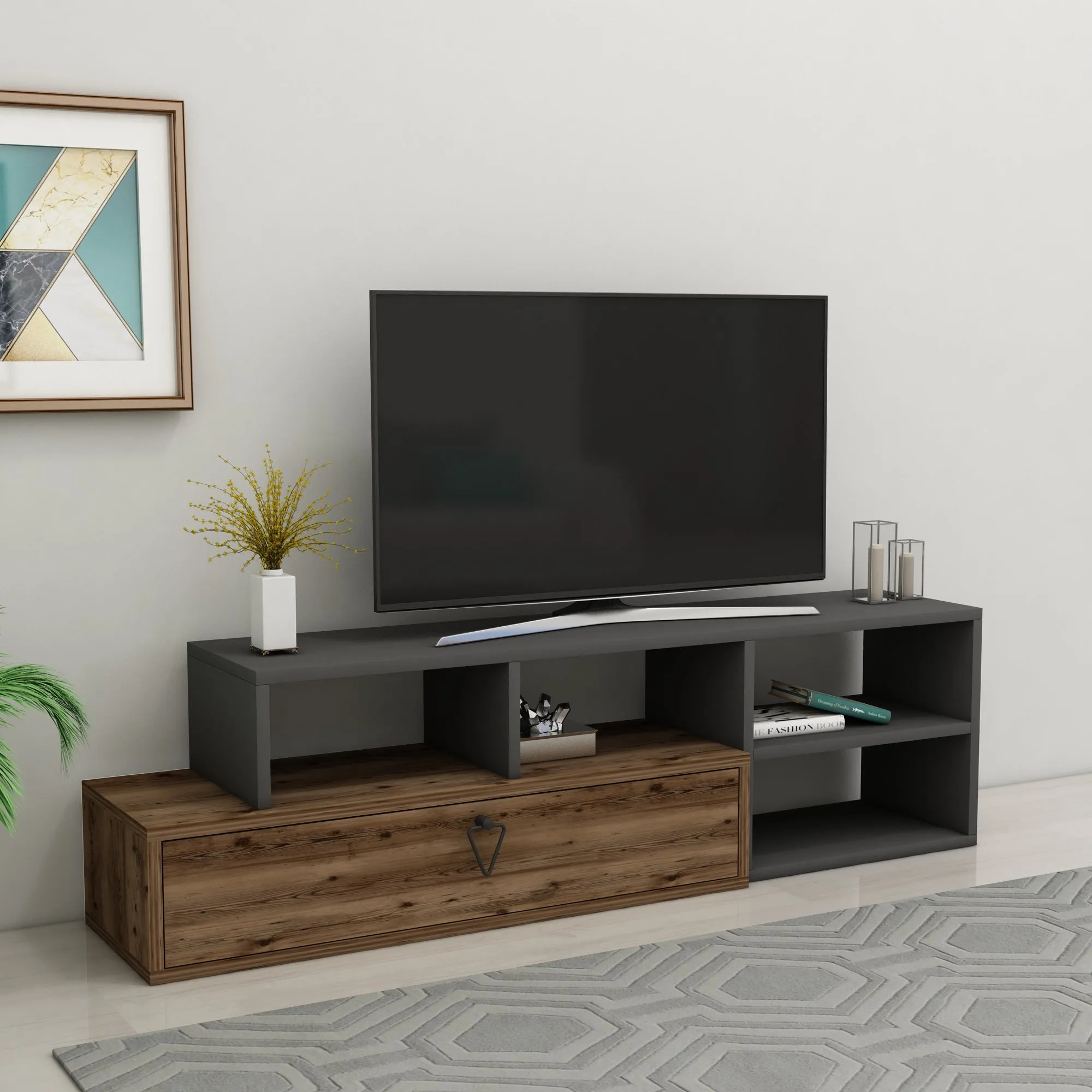 TV Stand with Shelves Adjustable TV Stand Mercury