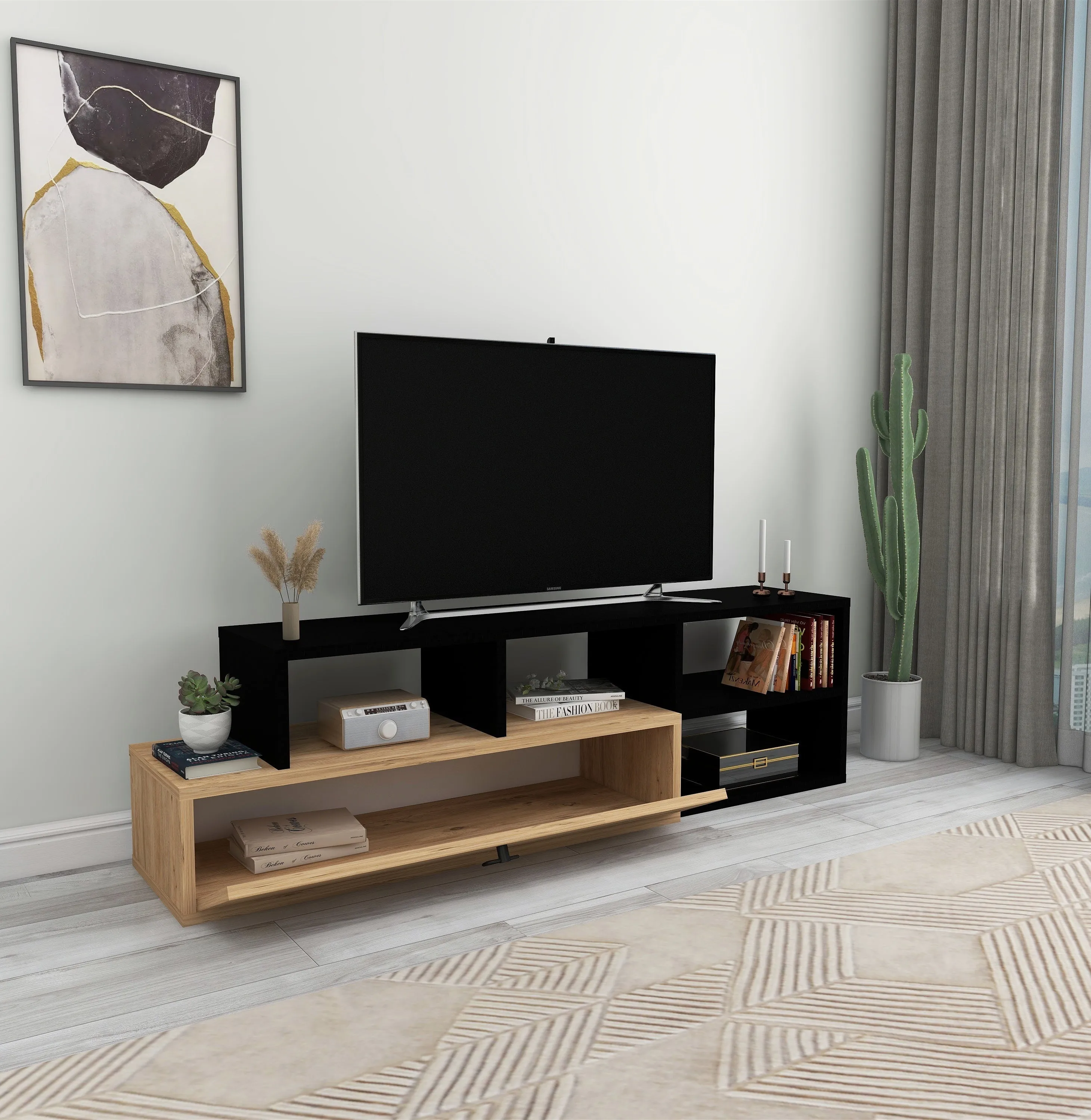 TV Stand with Shelves Adjustable TV Stand Mercury