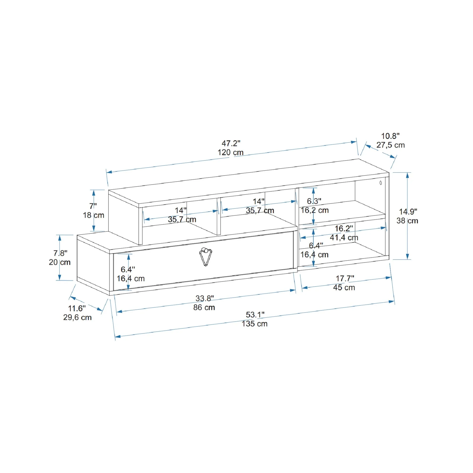 TV Stand with Shelves Adjustable TV Stand Mercury