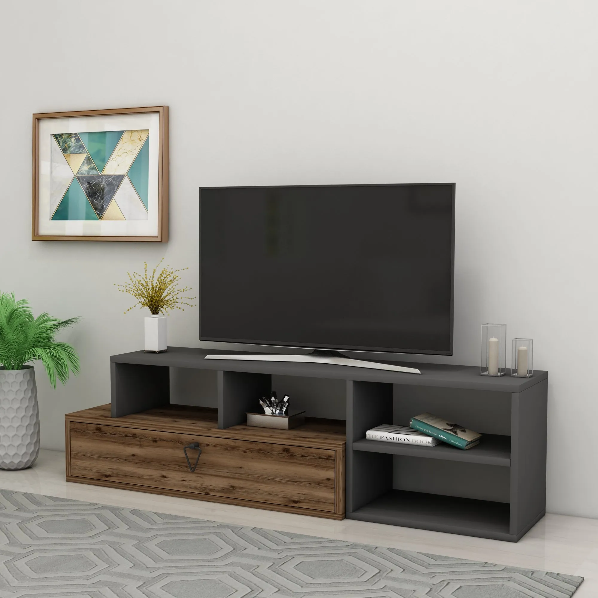 TV Stand with Shelves Adjustable TV Stand Mercury