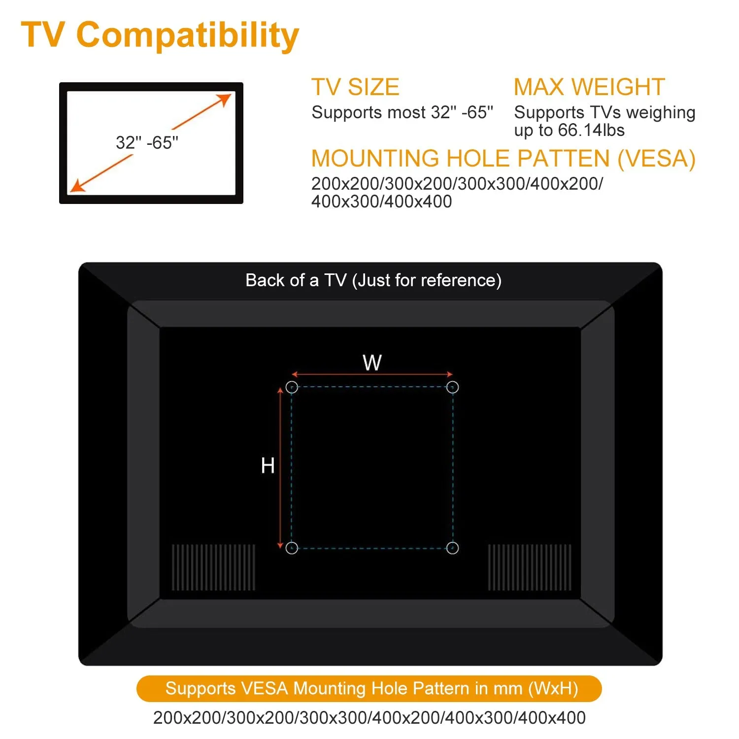 TV Wall Mount Bracket Support 32-65 inch Flat TV