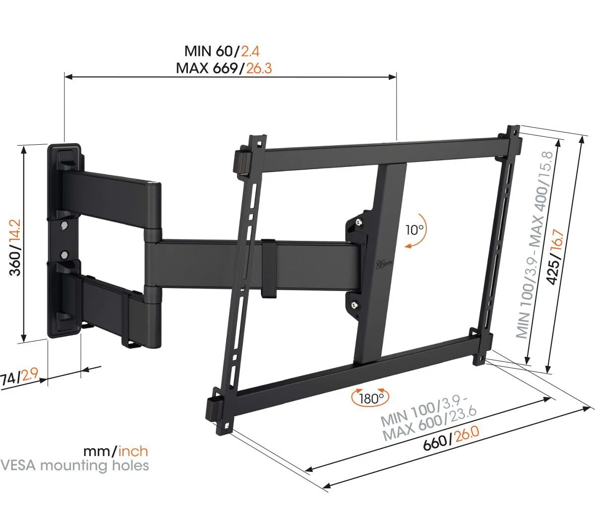 TVM 3845 Full-Motion TV Wall Mount