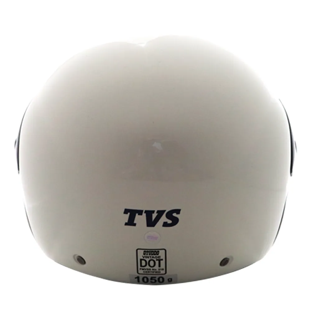 TVS Half Face Helmet for Men and Women - Glossy White, Size L, ISI & DOT Certified