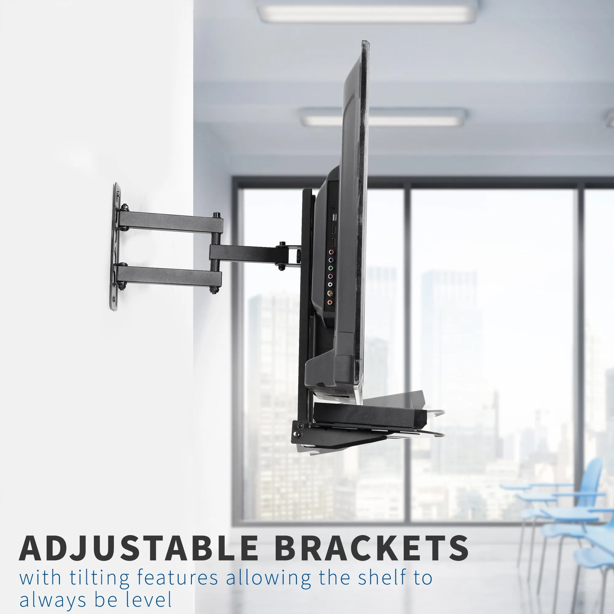 Under/Above TV 18" x 10" Glass VESA Shelf