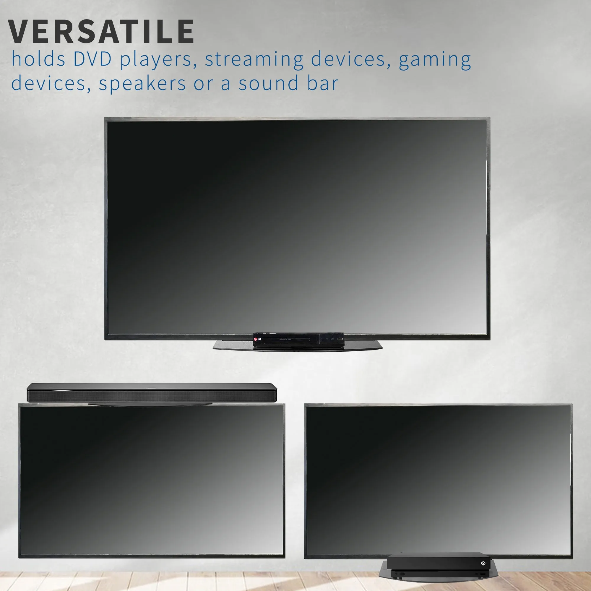 Under/Above TV 18" x 10" Glass VESA Shelf