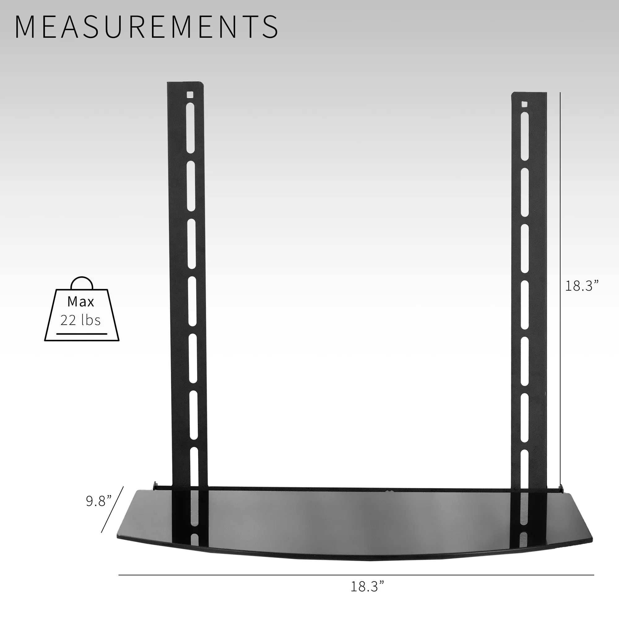 Under/Above TV 18" x 10" Glass VESA Shelf