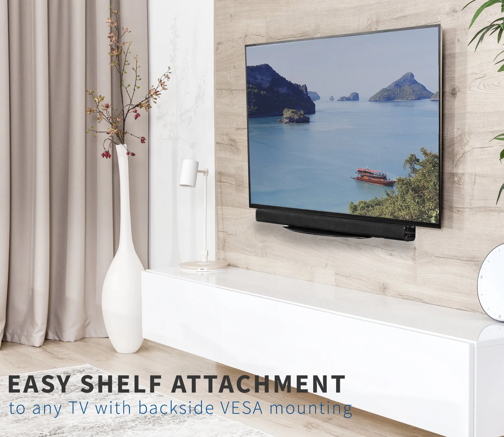 Under/Above TV 18" x 10" Glass VESA Shelf