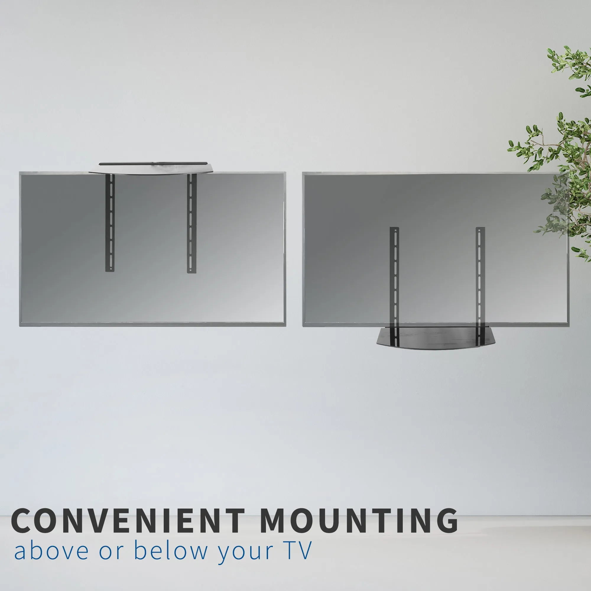 Under/Above TV 18" x 10" Glass VESA Shelf