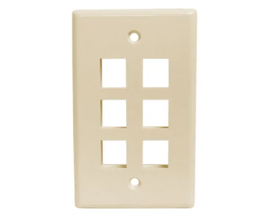 Universal Wall Plates, - 1, 2, 3, 4, and 6 Ports - Almond, Ivory, White