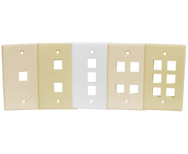 Universal Wall Plates, - 1, 2, 3, 4, and 6 Ports - Almond, Ivory, White