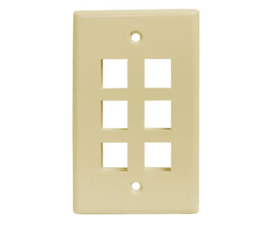Universal Wall Plates, - 1, 2, 3, 4, and 6 Ports - Almond, Ivory, White