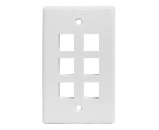 Universal Wall Plates, - 1, 2, 3, 4, and 6 Ports - Almond, Ivory, White