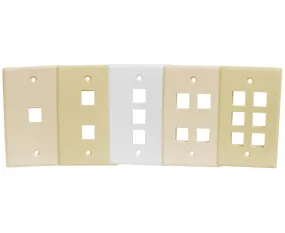 Universal Wall Plates, - 1, 2, 3, 4, and 6 Ports - Almond, Ivory, White