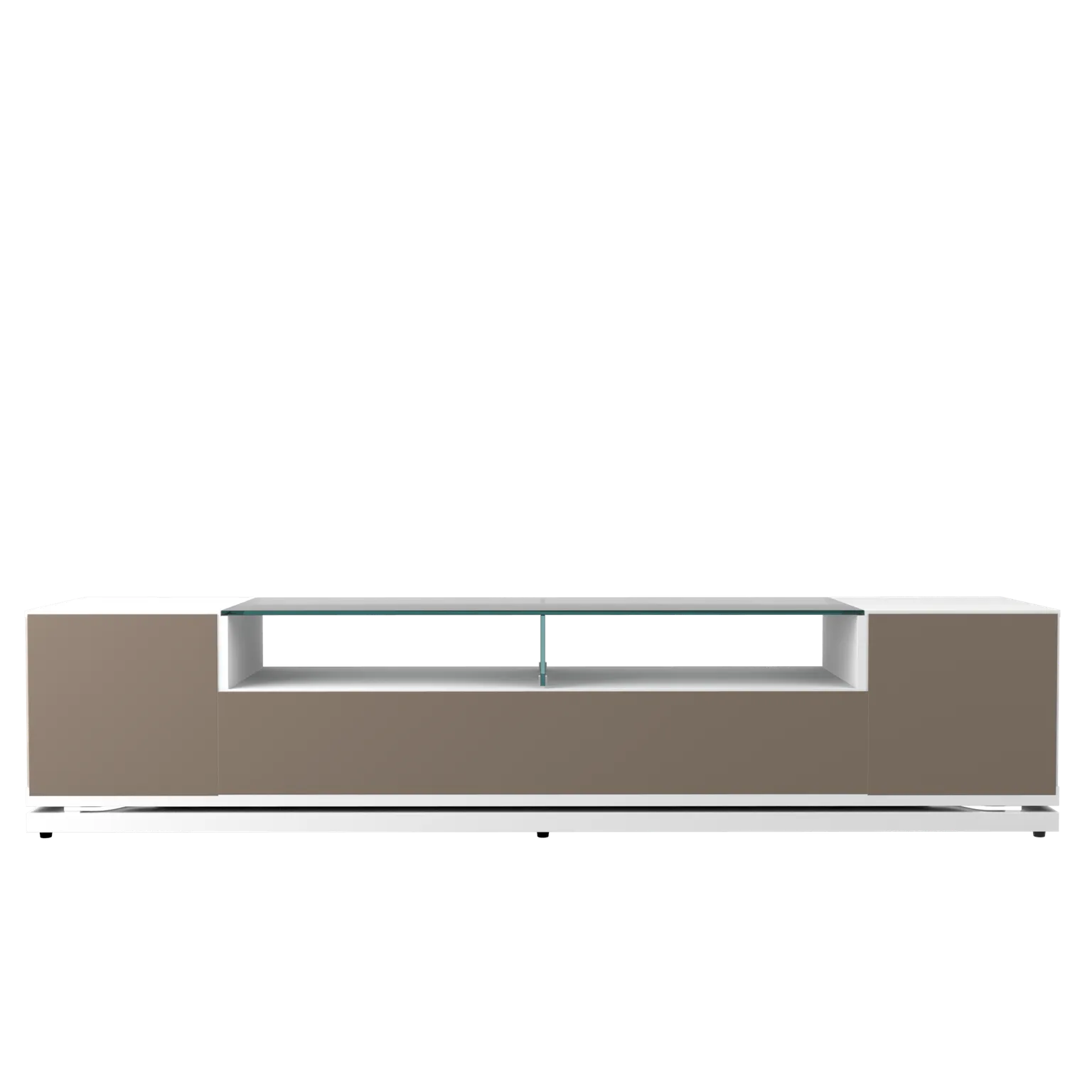 Vanderbilt TV Stand and Cabrini 2.2 Floating Wall TV Panel with LED Lights in White Gloss
