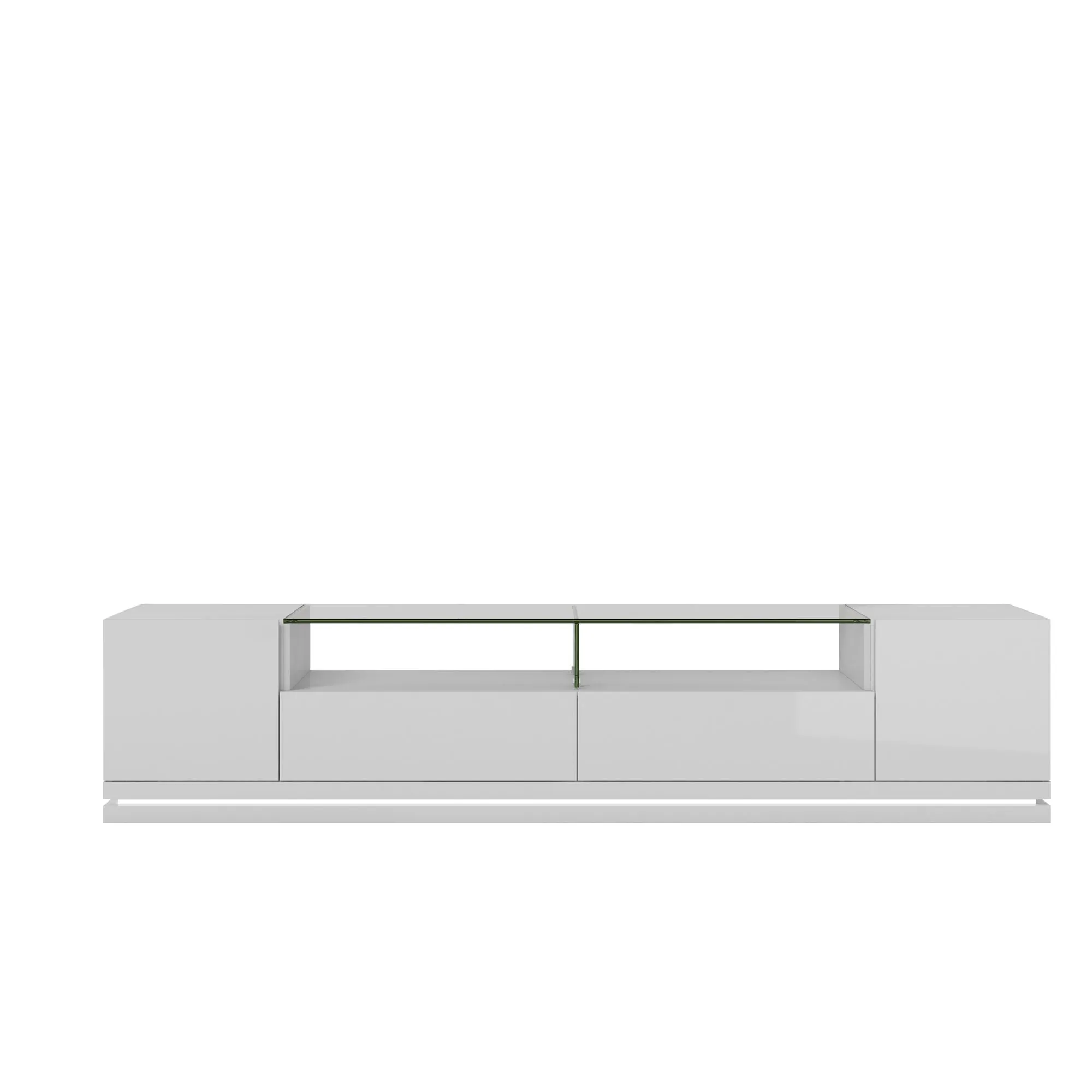 Vanderbilt TV Stand and Cabrini 2.2 Floating Wall TV Panel with LED Lights in White Gloss