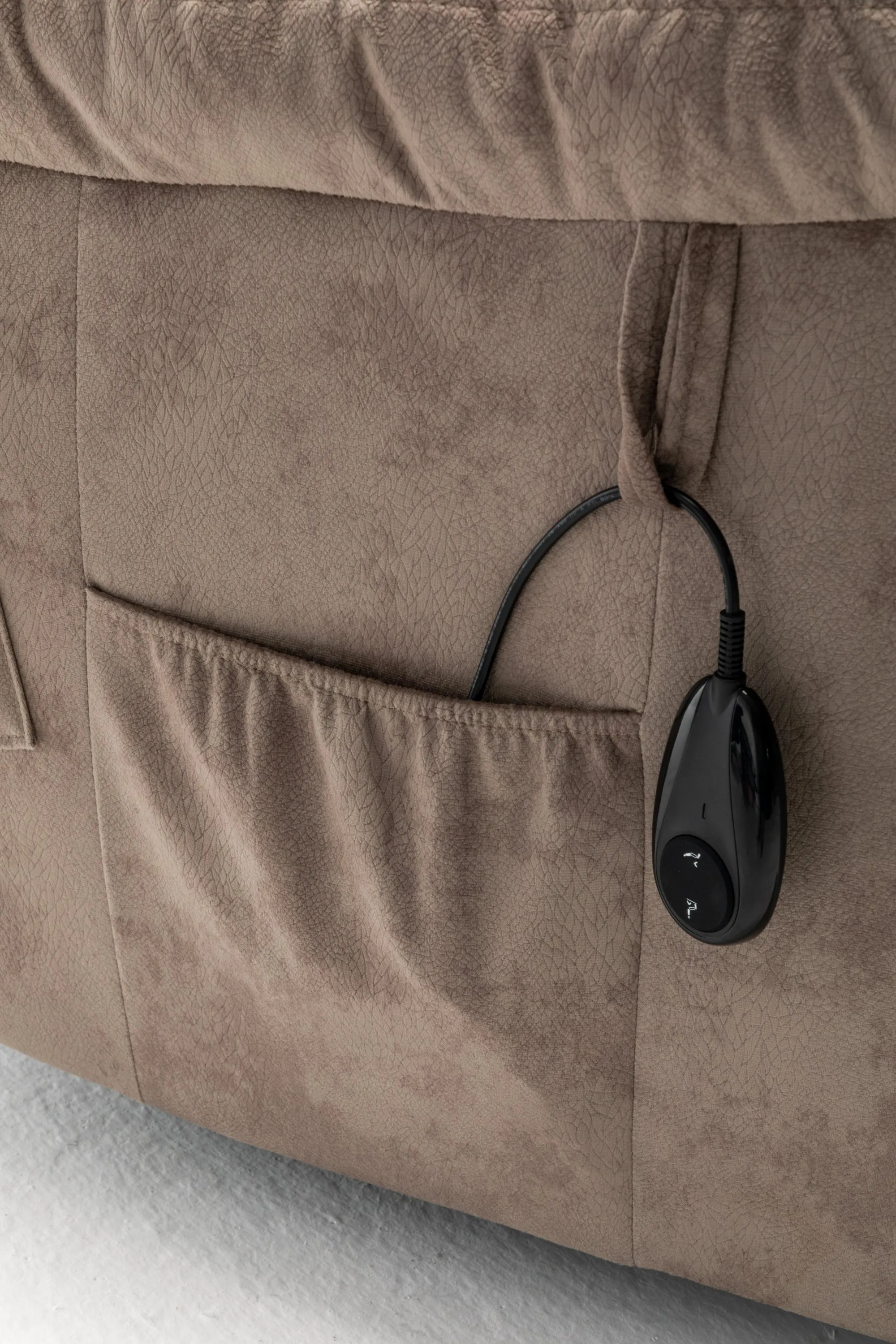 Velvet Power Lift Recliner Heated Zero Gravity Massage Chair with storage pockets - Beige Brown