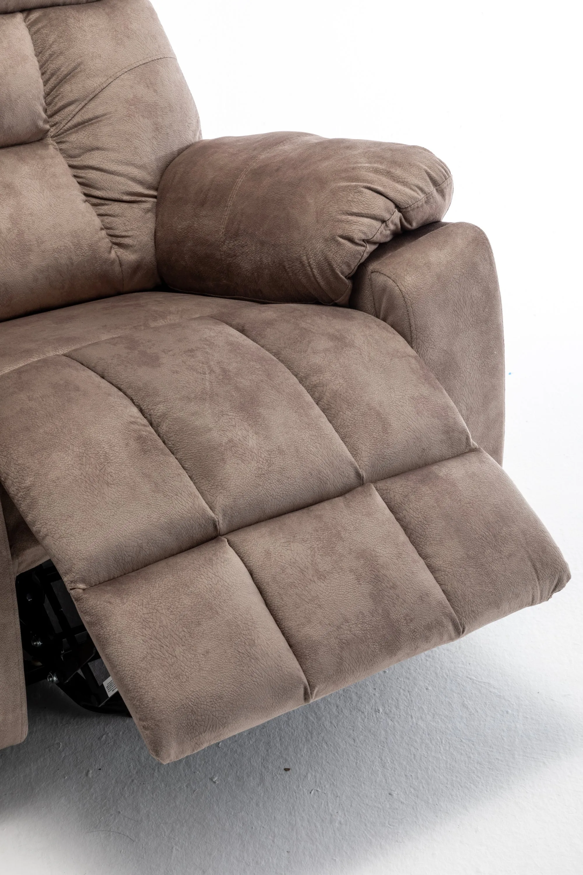 Velvet Power Lift Recliner Heated Zero Gravity Massage Chair with storage pockets - Beige Brown