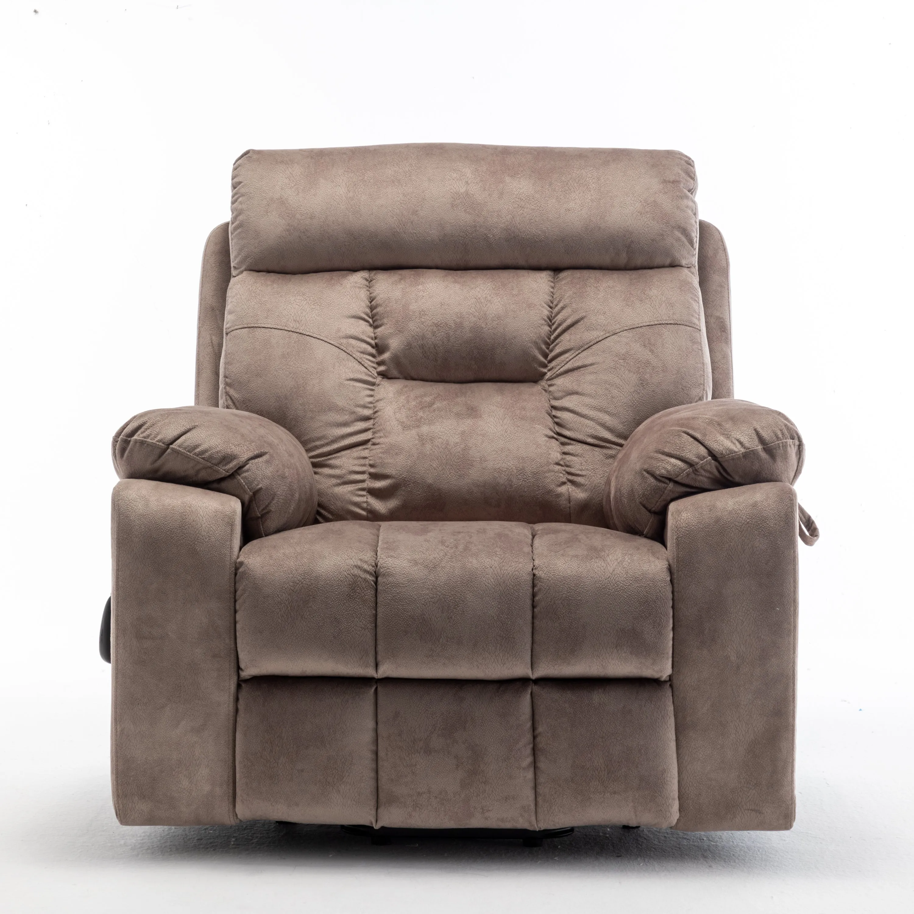 Velvet Power Lift Recliner Heated Zero Gravity Massage Chair with storage pockets - Beige Brown