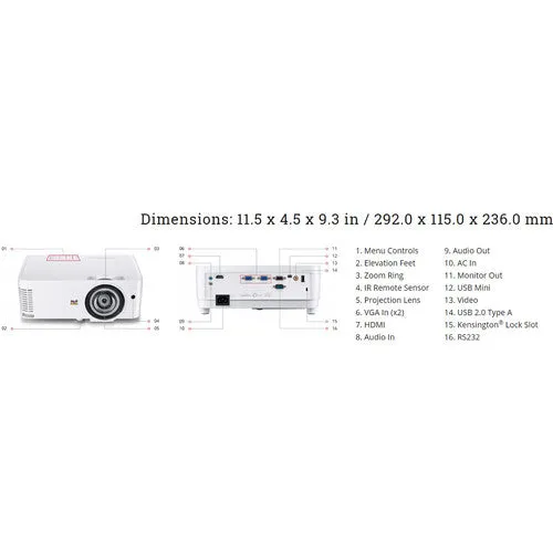 ViewSonic PS501W 3500-Lumen WXGA Short-Throw DLP Projector