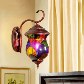Vintage Copper Wall Sconce with 1 Light and Urn Shape