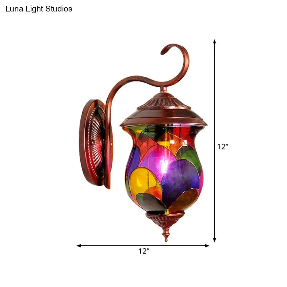 Vintage Copper Wall Sconce with 1 Light and Urn Shape