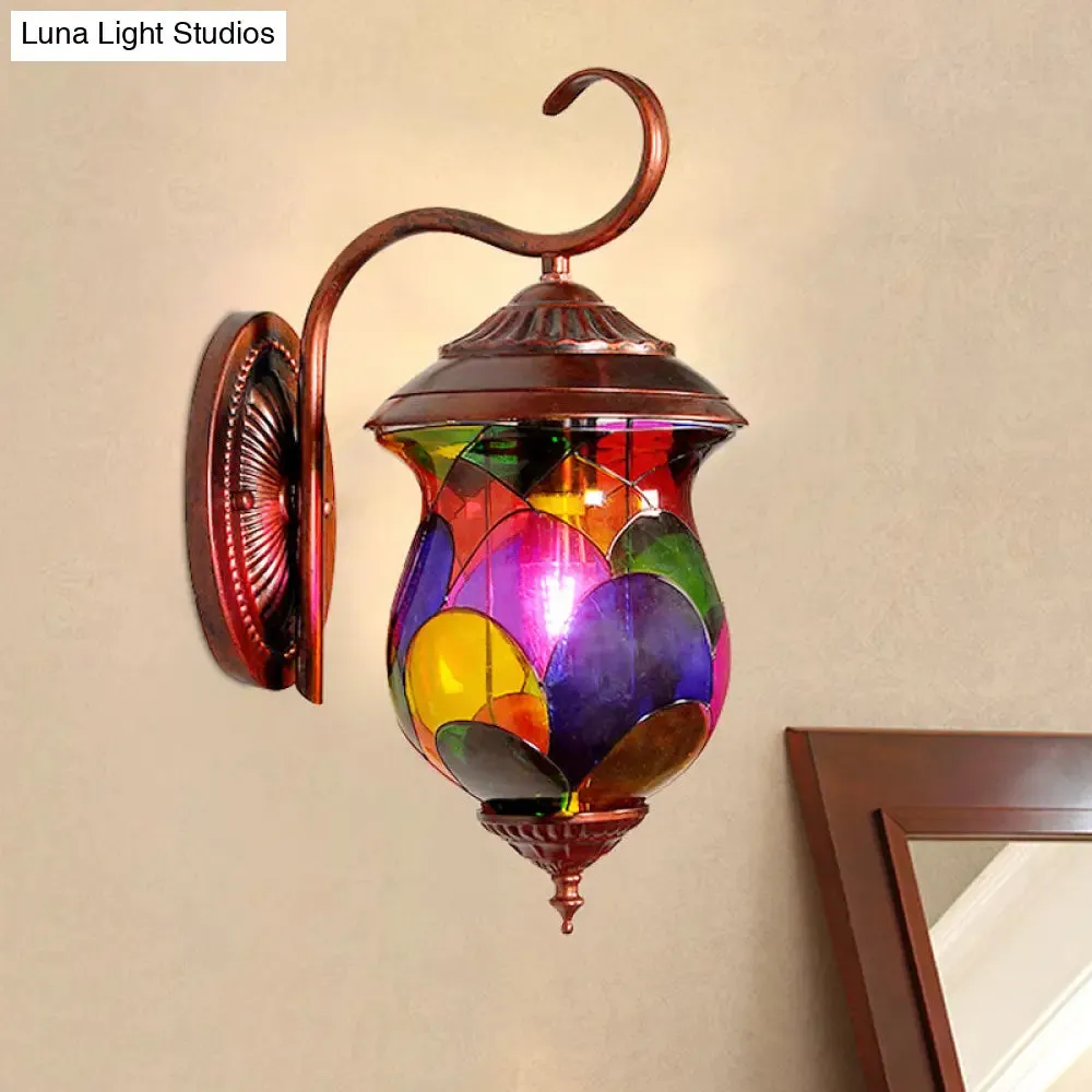 Vintage Copper Wall Sconce with 1 Light and Urn Shape