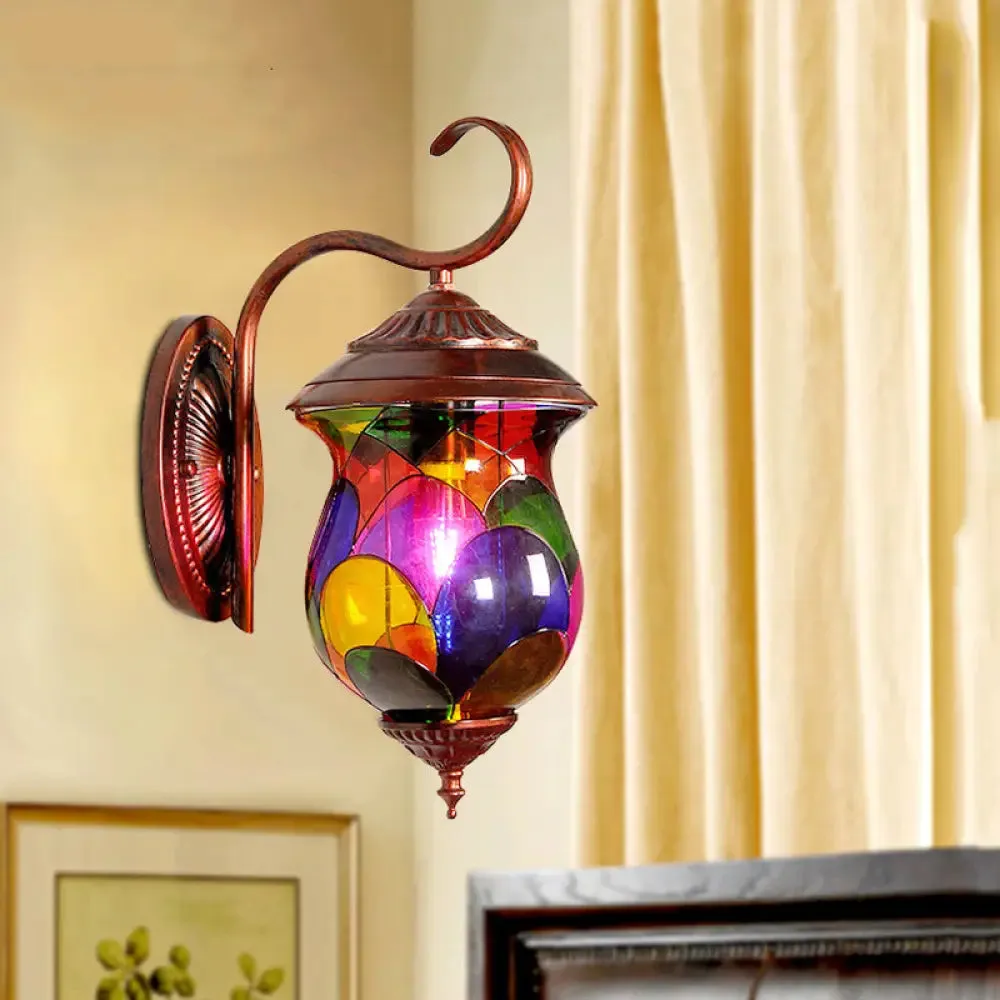 Vintage Copper Wall Sconce with 1 Light and Urn Shape