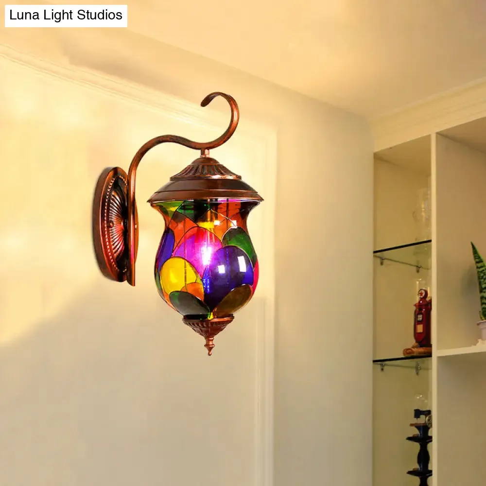 Vintage Copper Wall Sconce with 1 Light and Urn Shape