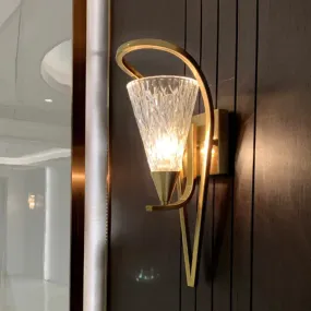 Vintage Gold Water Glass Cone Wall Lamp - 1 Head Sconce Light for Living Room