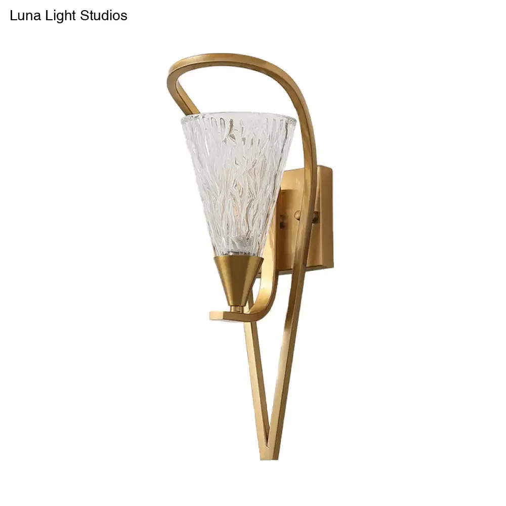 Vintage Gold Water Glass Cone Wall Lamp - 1 Head Sconce Light for Living Room