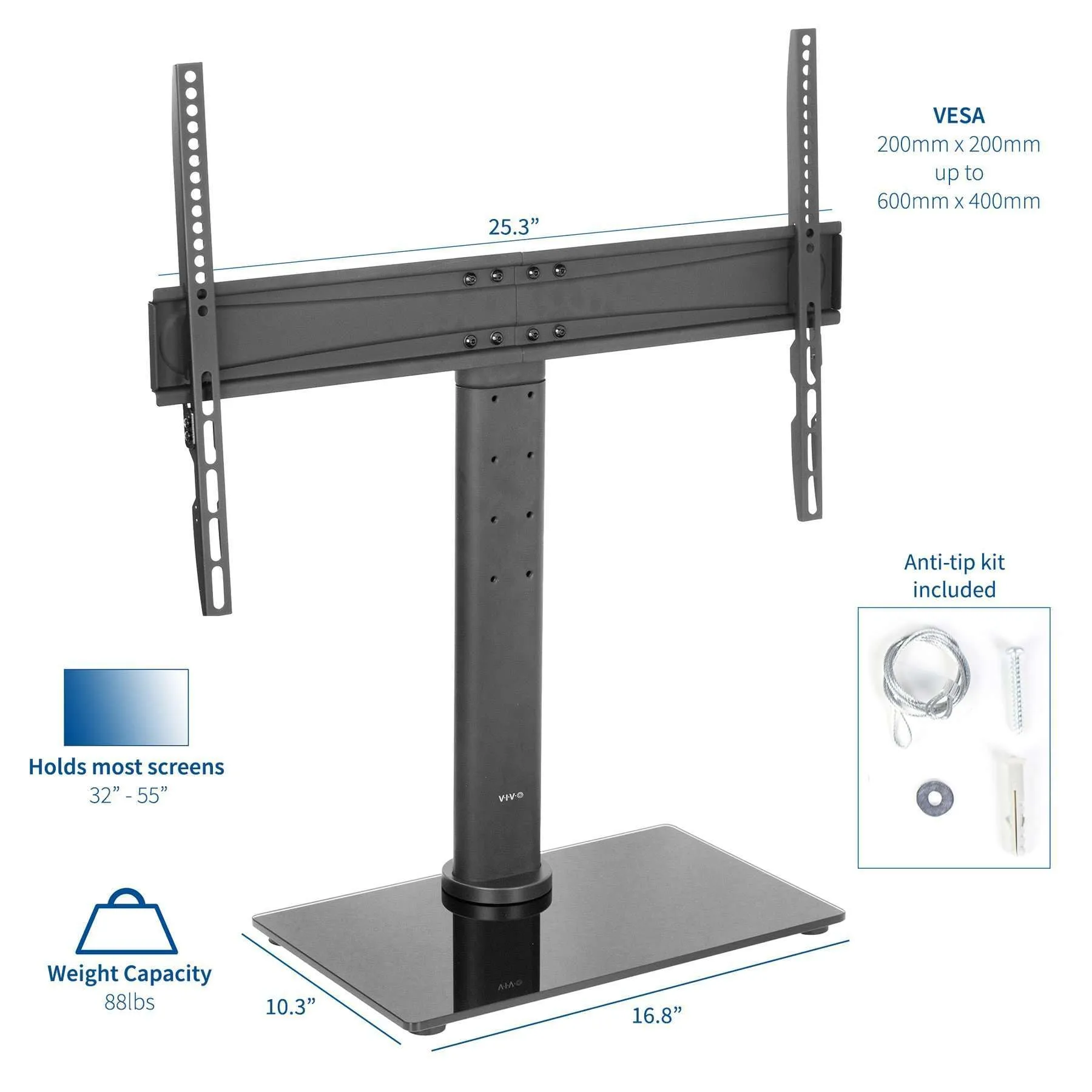 VIVO Tabletop 32" to 65” TV Stands, STAND-TV00L, STAND-TV00H