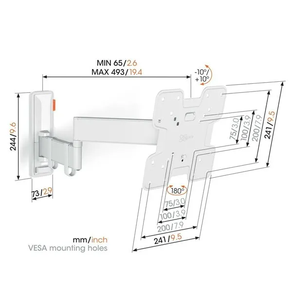 Vogels Comfort TVM 3245 Full-Motion TV Wall Mount for TVs from 19 to 43 inches White