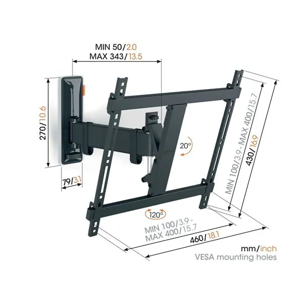 Vogels Comfort TVM 3425 Full-Motion TV Wall Mount for TVs from 32 to 65 inches