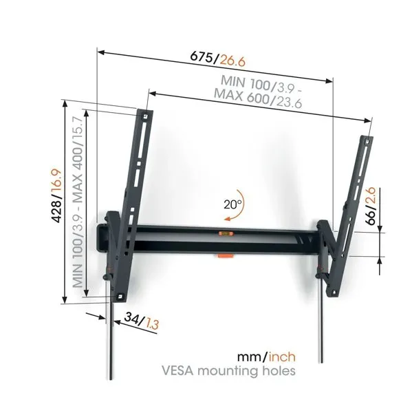 Vogels Comfort TVM 3615 Tilting TV Wall Mount for TVs from 40 to 77 inches