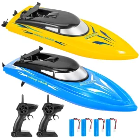 WHIZMAX 2PACK 10km/H 2.4G High Speed Remote Control Boats Blue Yellow